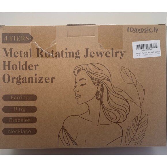 Metal Rotating Jewelry Holder Organizer 4 Tiers For Earrings Rings Bracelets & N - Picture 1 of 7